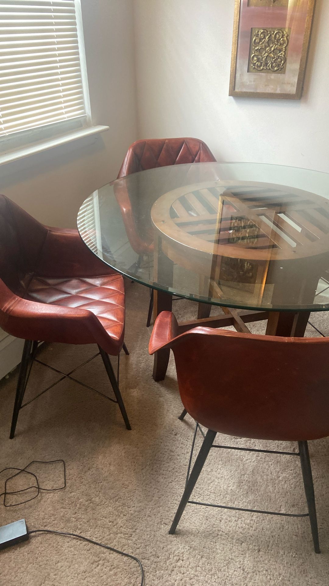 Glass Round Dining table With 4 Chairs 