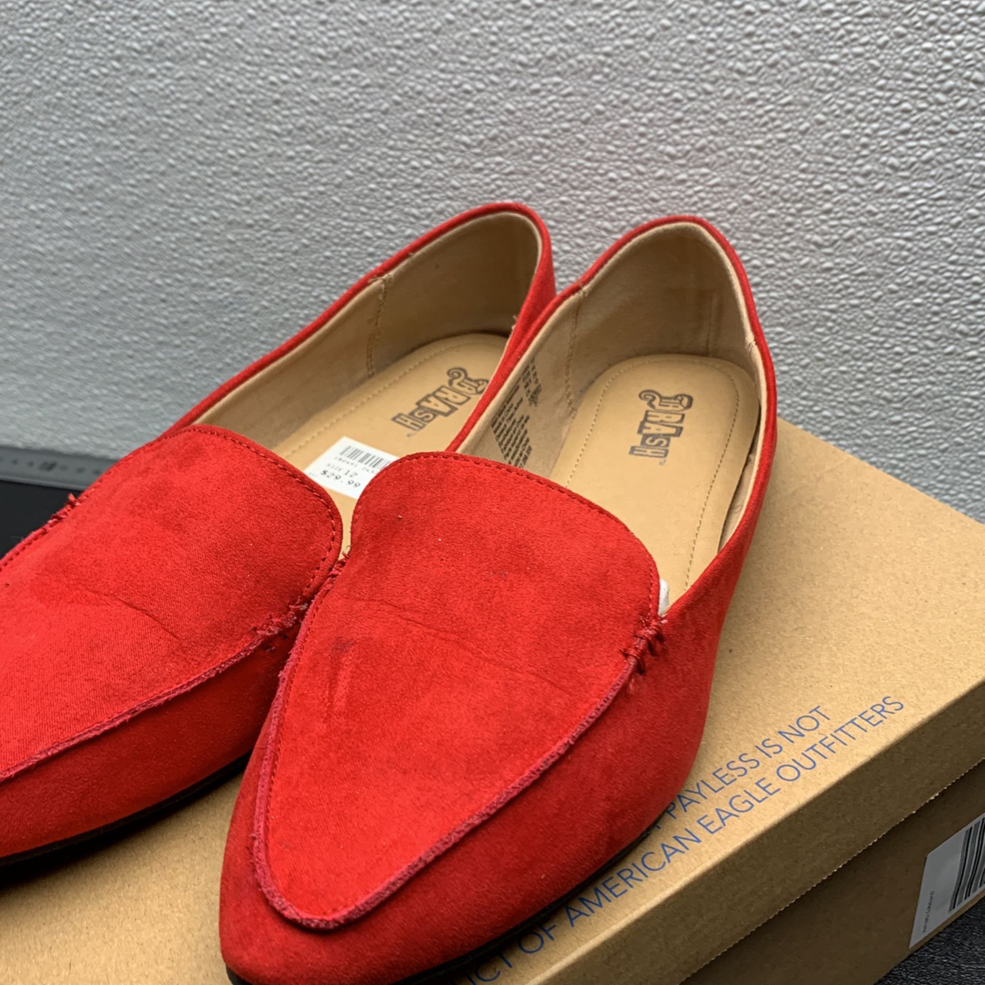 Brash Fern Red Loafers Women's Flat Shoes Size 12 With Box 