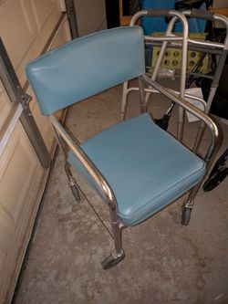 Commode Chair with Wheels and Armrests