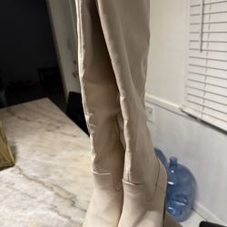 Knee high white boots