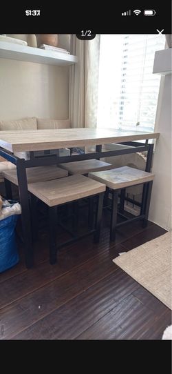 Dining table with stools