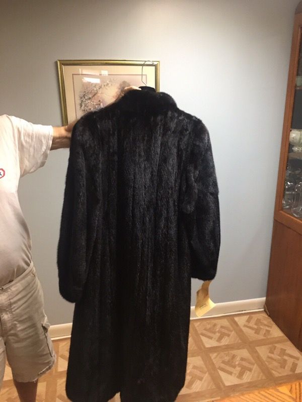 Black fur trench coat