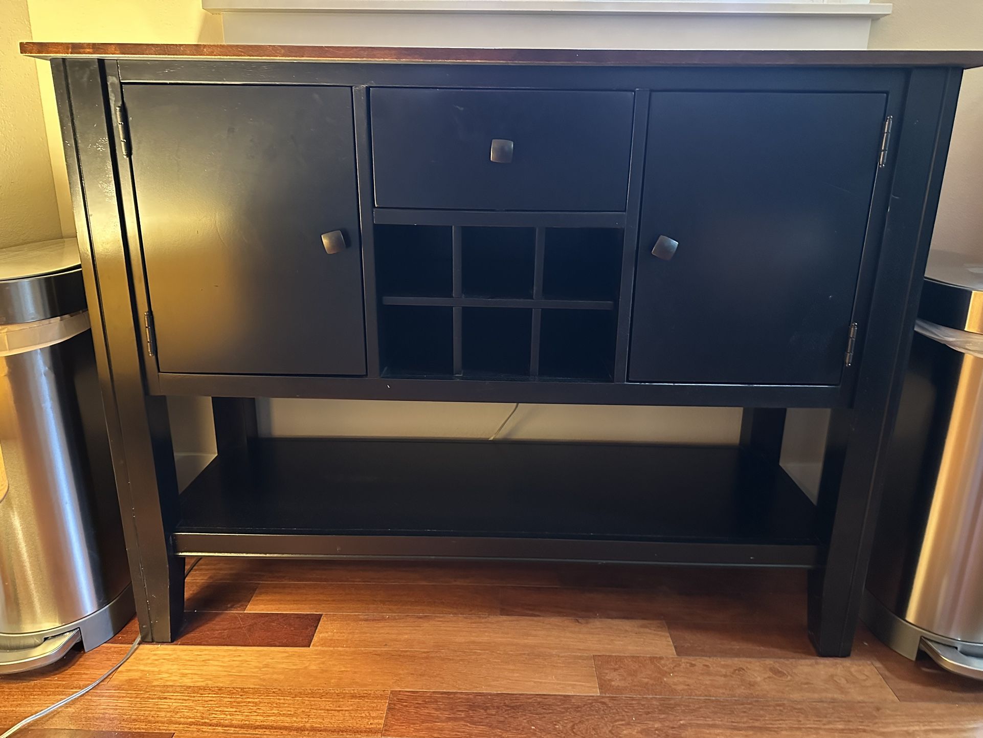 Modern Black Sideboard / Buffet Table with Wine Rack