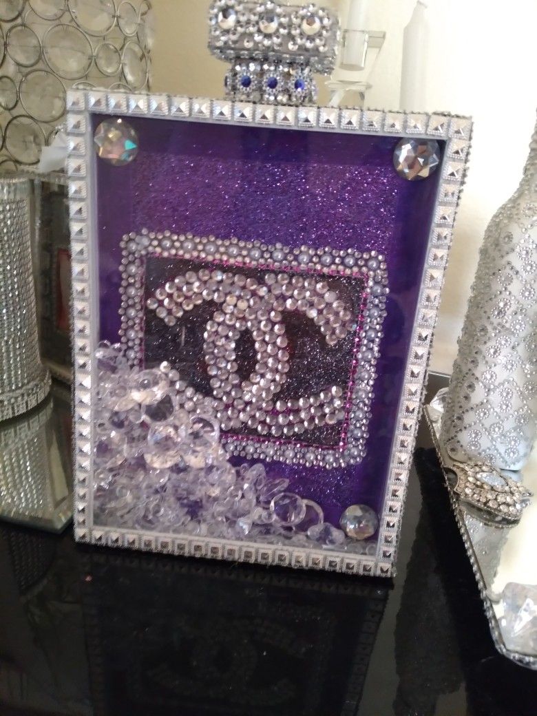 Lg Perfume Bottle..purple Blinged Out
