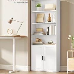 VASAGLE Custos Collection - Bookshelf, 6-Tier Tall Bookcase, Book Shelf with Doors, Open Storage Shelf, 9.4 x 23.6 x 68.9 Inches, for Living Room, Hom