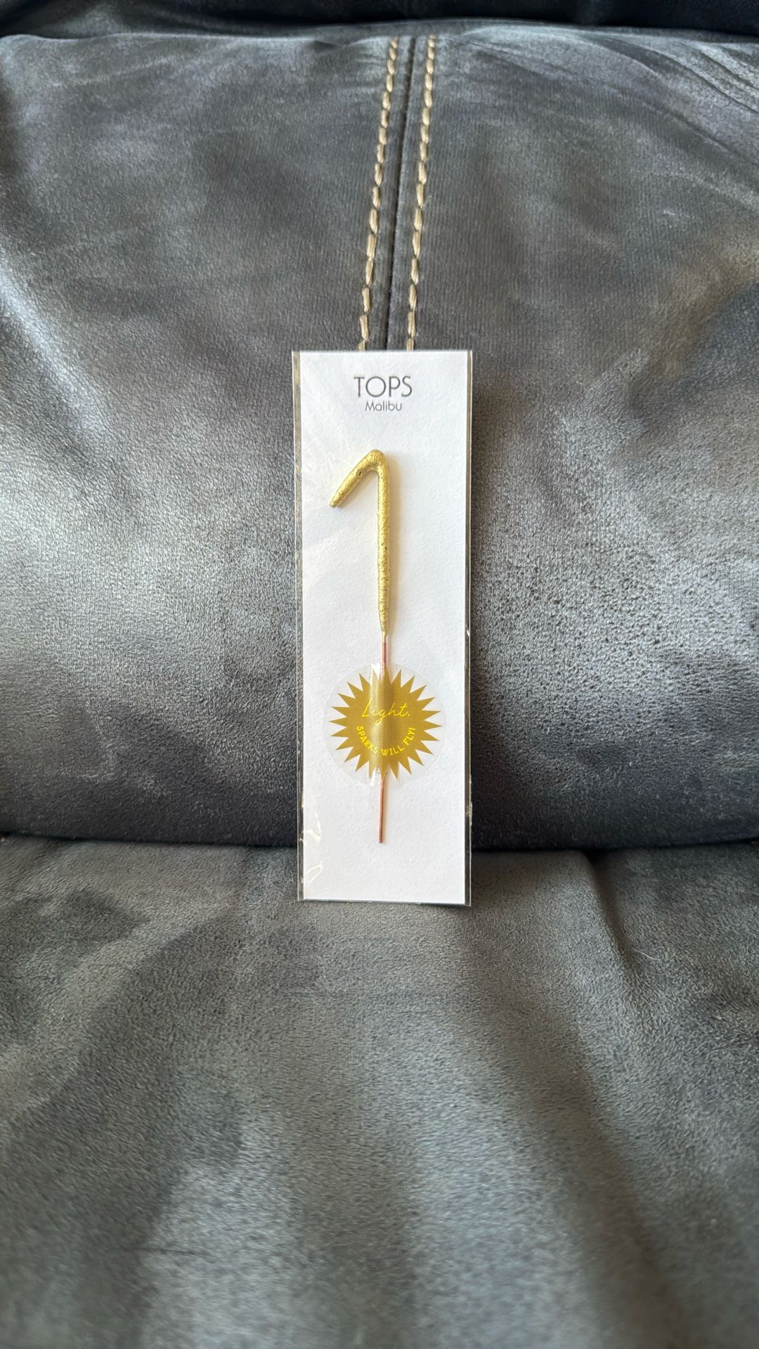 New Sealed TOPS Number 1 Gold Sparkler Birthday Cake Candle