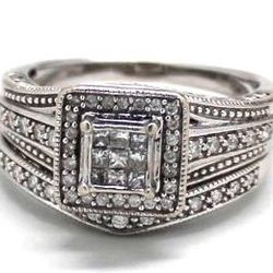Ladies Diamond/10K White Gold Wedding Set