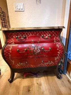 Floral red chest/ storage