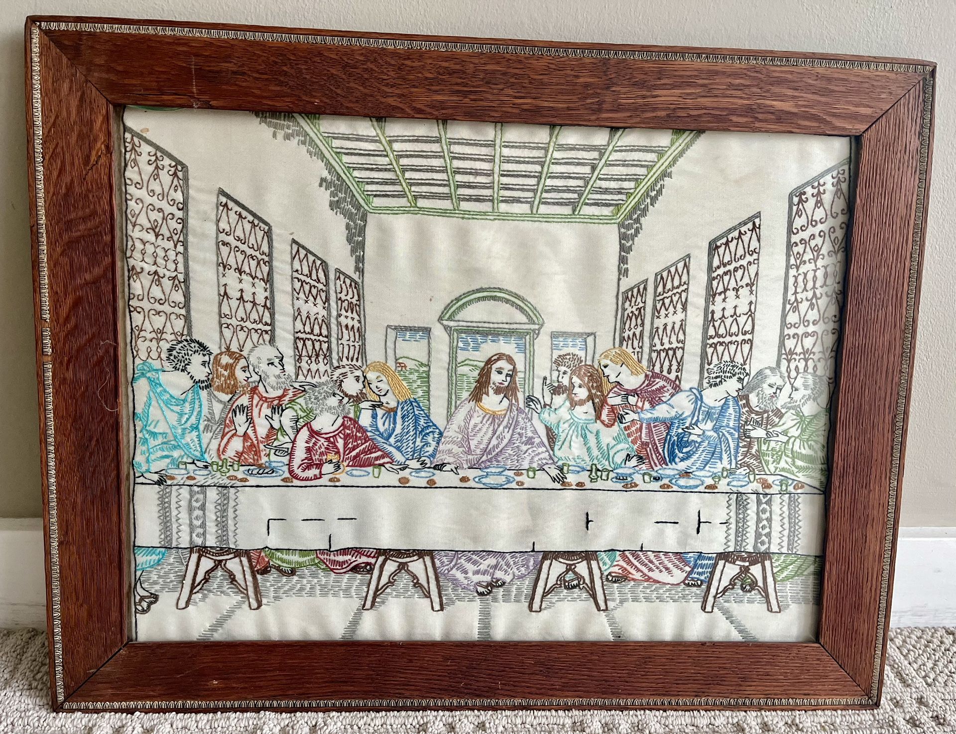 Vintage Embroidered Jesus The Last Supper