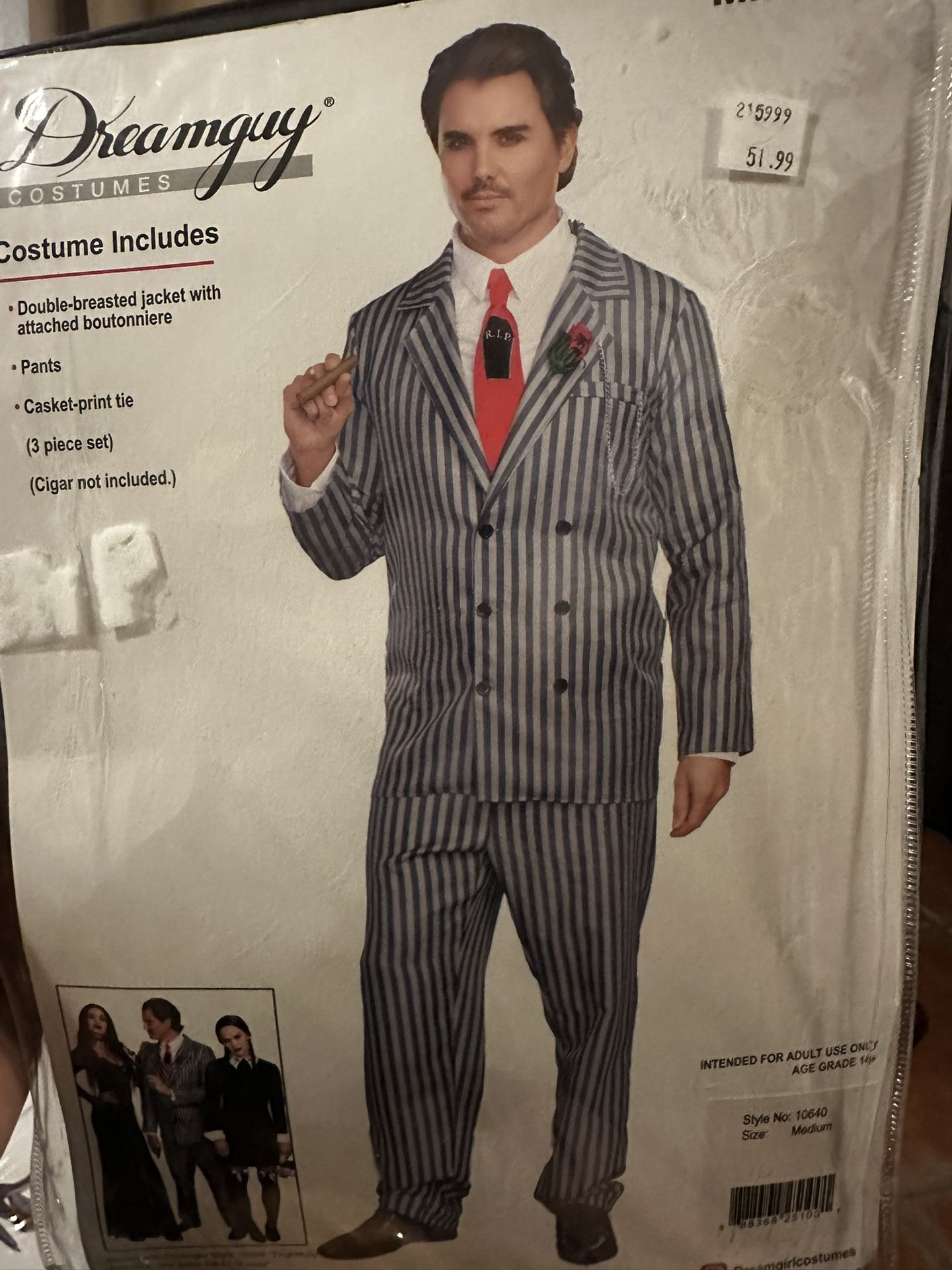 Men’s Addams Family Halloween Costume Size Medium