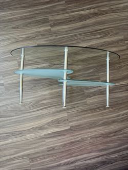 Mid Century Modern Oval Glass Coffee Table