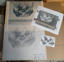 CBS Television Studio Original Pencil Set Design Stage Performing Set #4 1970's 

Original Pencil  Set Design on Trace Paper from 1970's