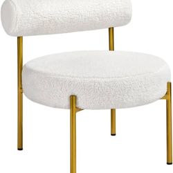 Boucle Accent Chair with Gold Metal Legs