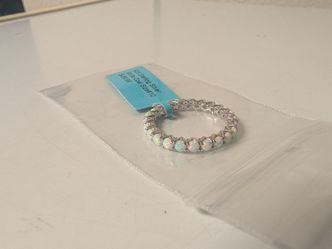 925 Sterling Silver White Opal Ring Size 10