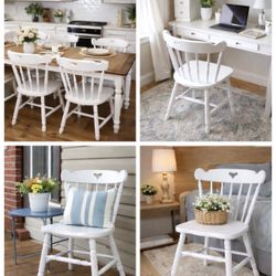 Set of 4 Solid Wood Chairs – Fresh White Finish