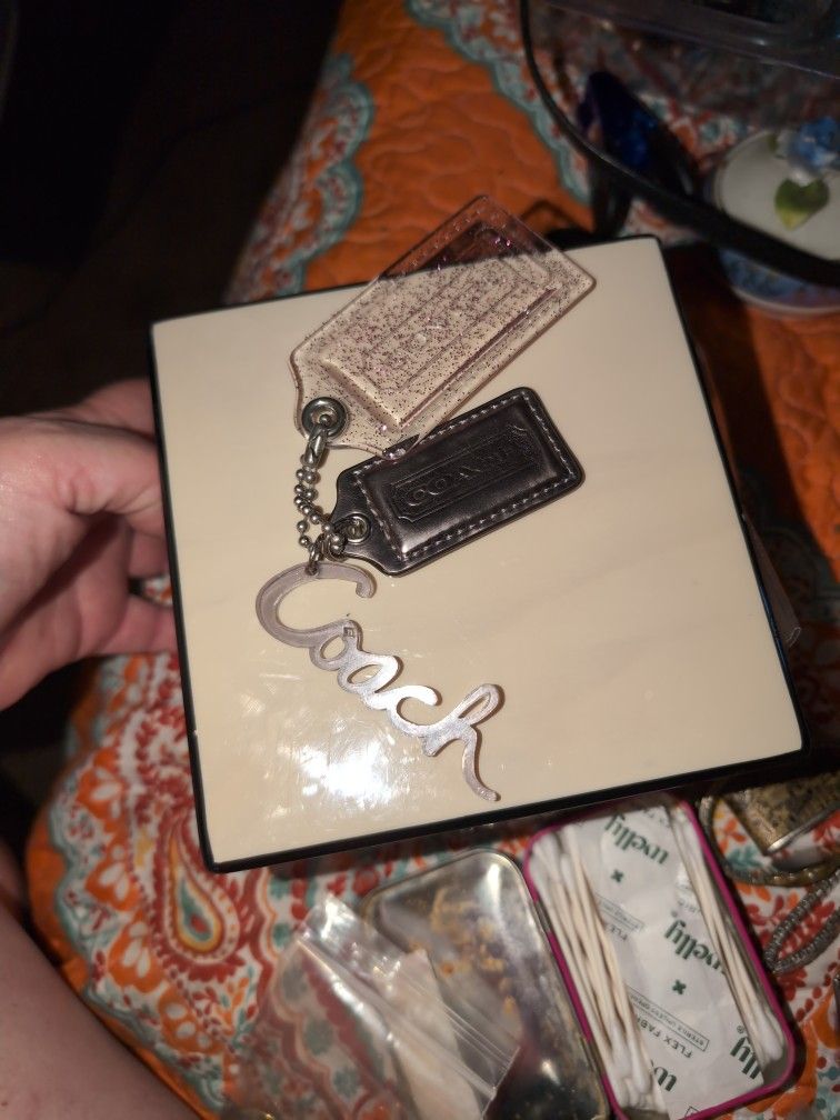 Coach Poppy Purple And Silver 3 Tags Fob
