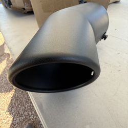 TriTrust Exhaust Tip, 2.75-3 Inch Inlet Adjustable, 3.5'' Outlet 8'' Long Muffler Tip, Black Powder Coated Stainless Steel Truck Car Turn Down Tail Ti