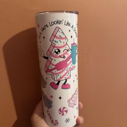 Cute Christmas Cake Handmade Tumbler 20oz 