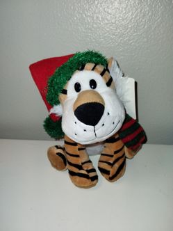 Small 7"  Tiger Christmas Holiday Plush Christmas Cap/ Scarf NEW