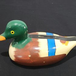 Vtg Mallard Duck Coin Bank Ceramic Handpainted Size 9"X 5