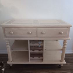 Small Buffet w/ built in Wine Rack - Tile Inlay 