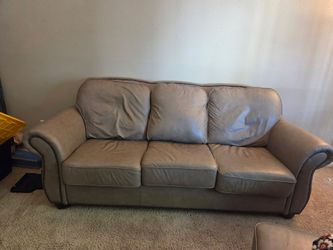 Solid Wood Leather Sofa