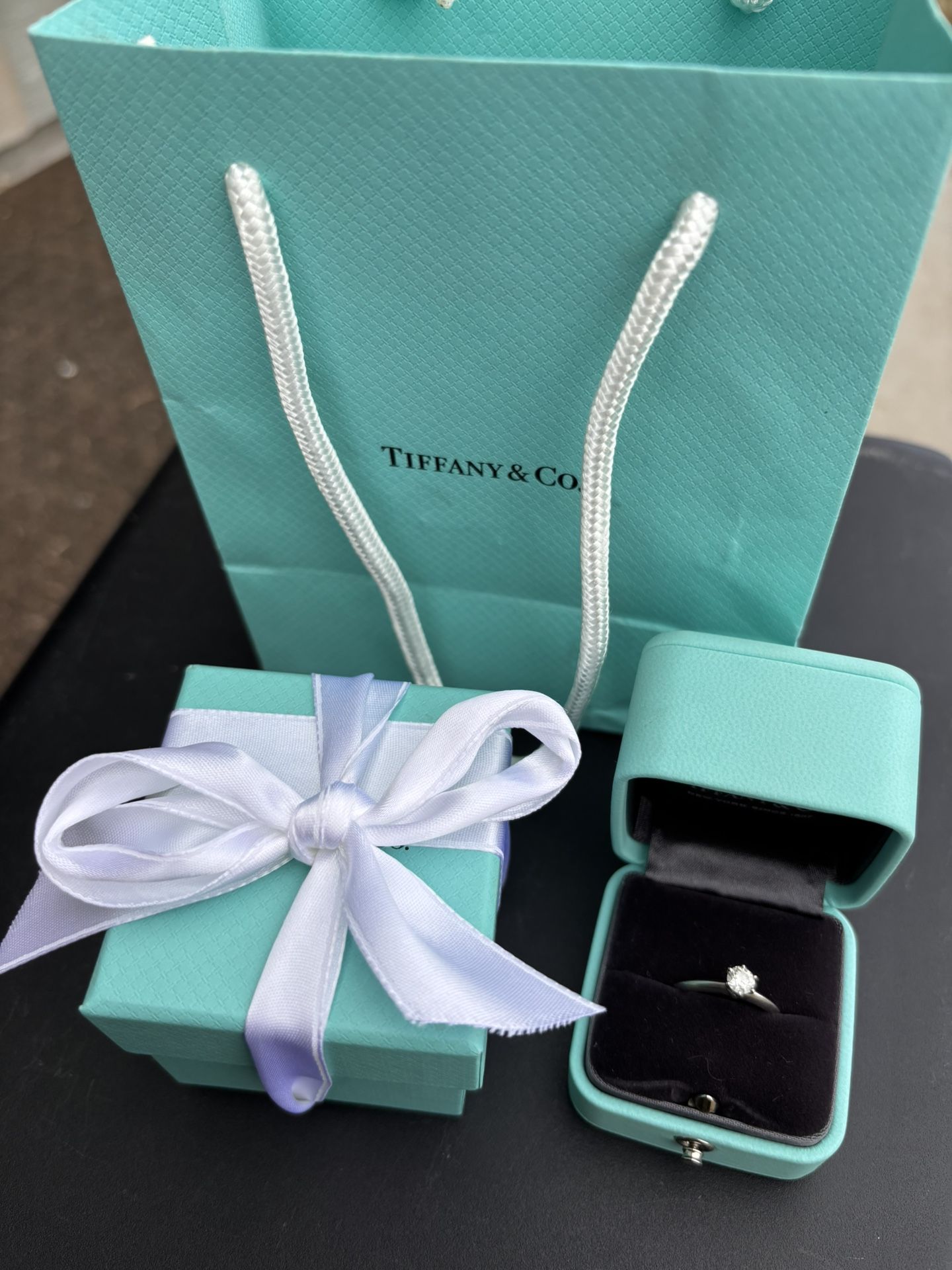 Tiffany & Co Platinum Diamond Ring Round 0.38 ct