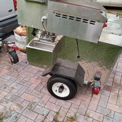 Hot Dog Cart With Deep Fryer And Flat Grill