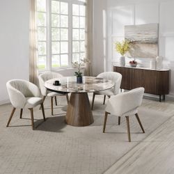 Dining set 5 pc Ceramic top, Convertible top Round to Square shape,