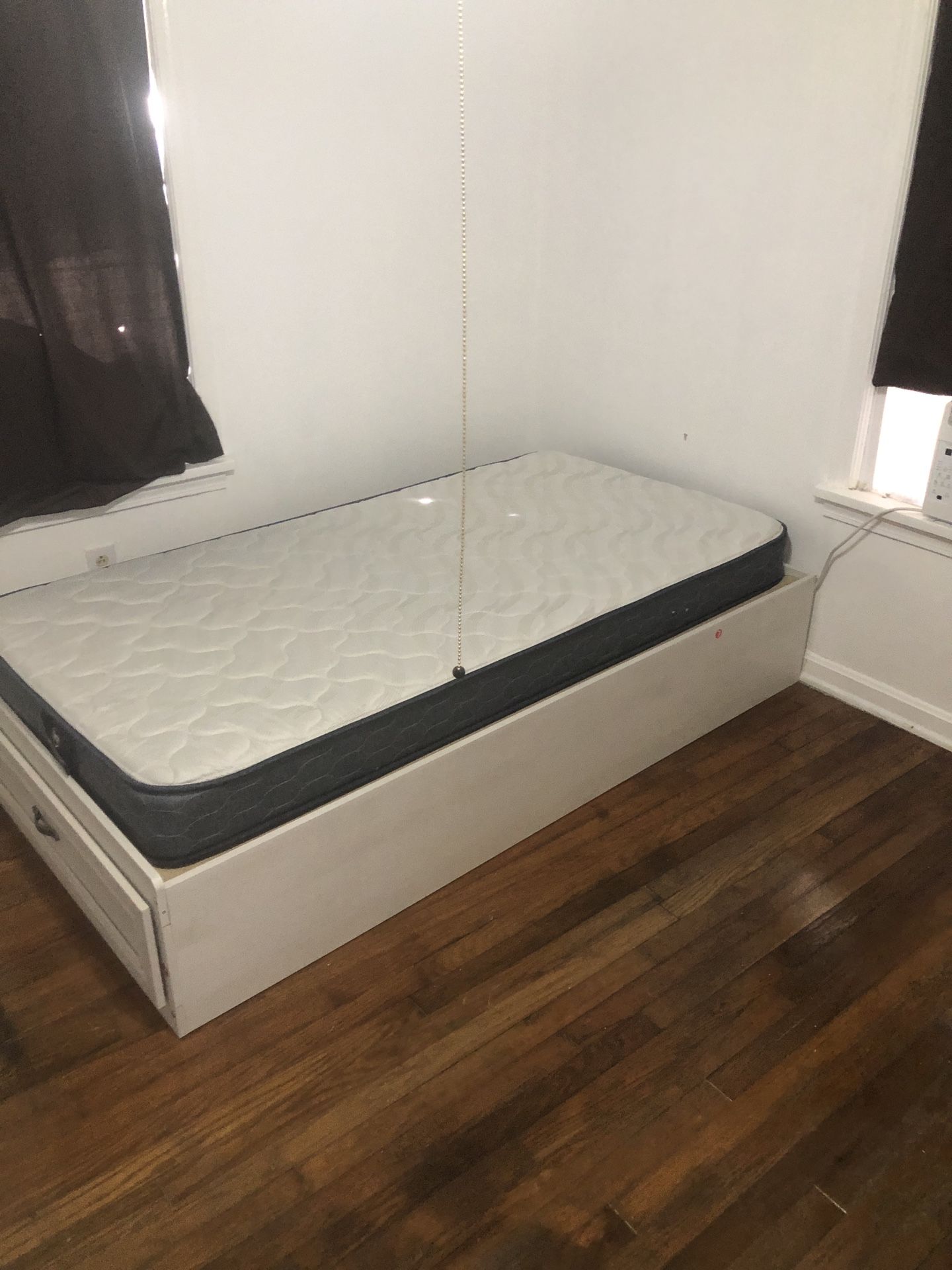 Twin Bed ( Storage Drawer Under ) - Mattress - Night Stand 