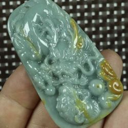 Certified yellow green 100% natural A jade Jadeite pendant Dragon