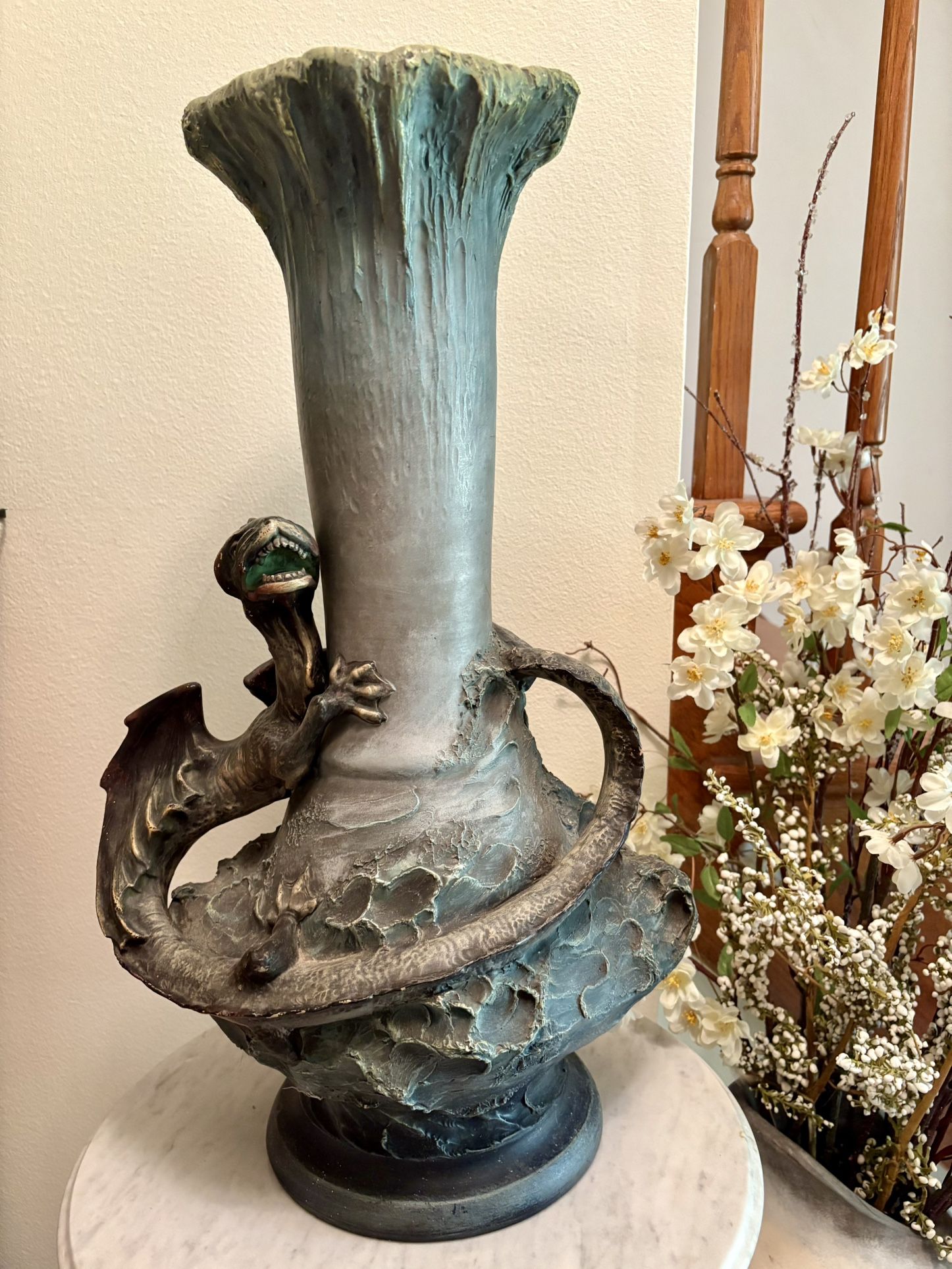 Vintage, Large August Otto  Earthenware Dragon Vase