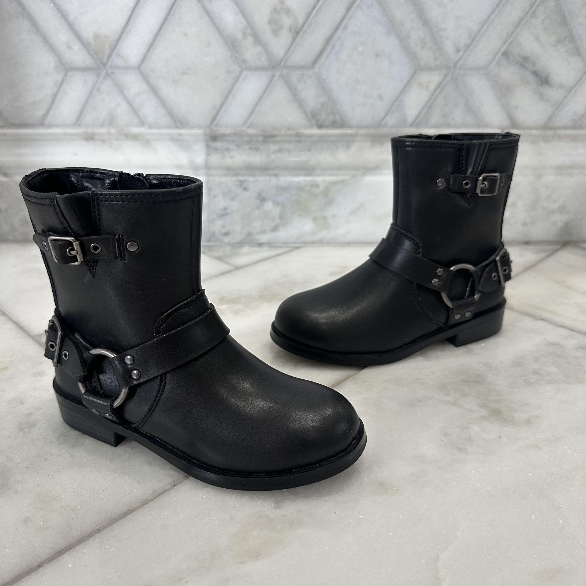 NWOT Size 10 Toddler Girl Steve Madden Black Moto Boots