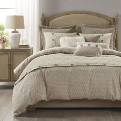 MPS10-485 Geometric Jacquard Comforter Set, Taupe - King Size - 9 Piece