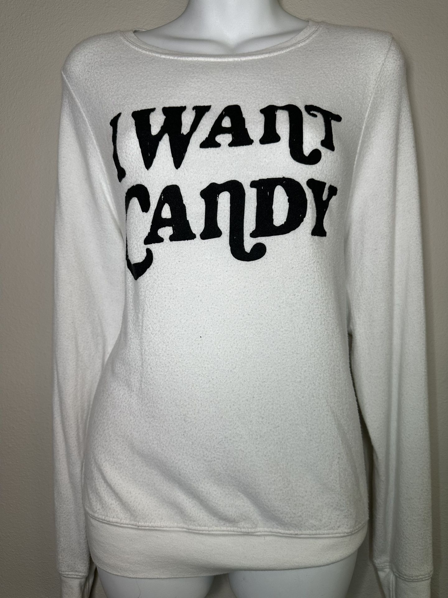 WildFox I Want Candy White Sweatshirt Size Small 