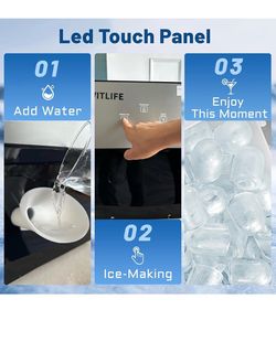 Countertop Nugget Ice Maker with Chewable Soft Ice, 35lbs/24Hrs High Capacity,Self-Cleaning&Automatic Dispensing,Quiet 45dB Operation for Home/Office/