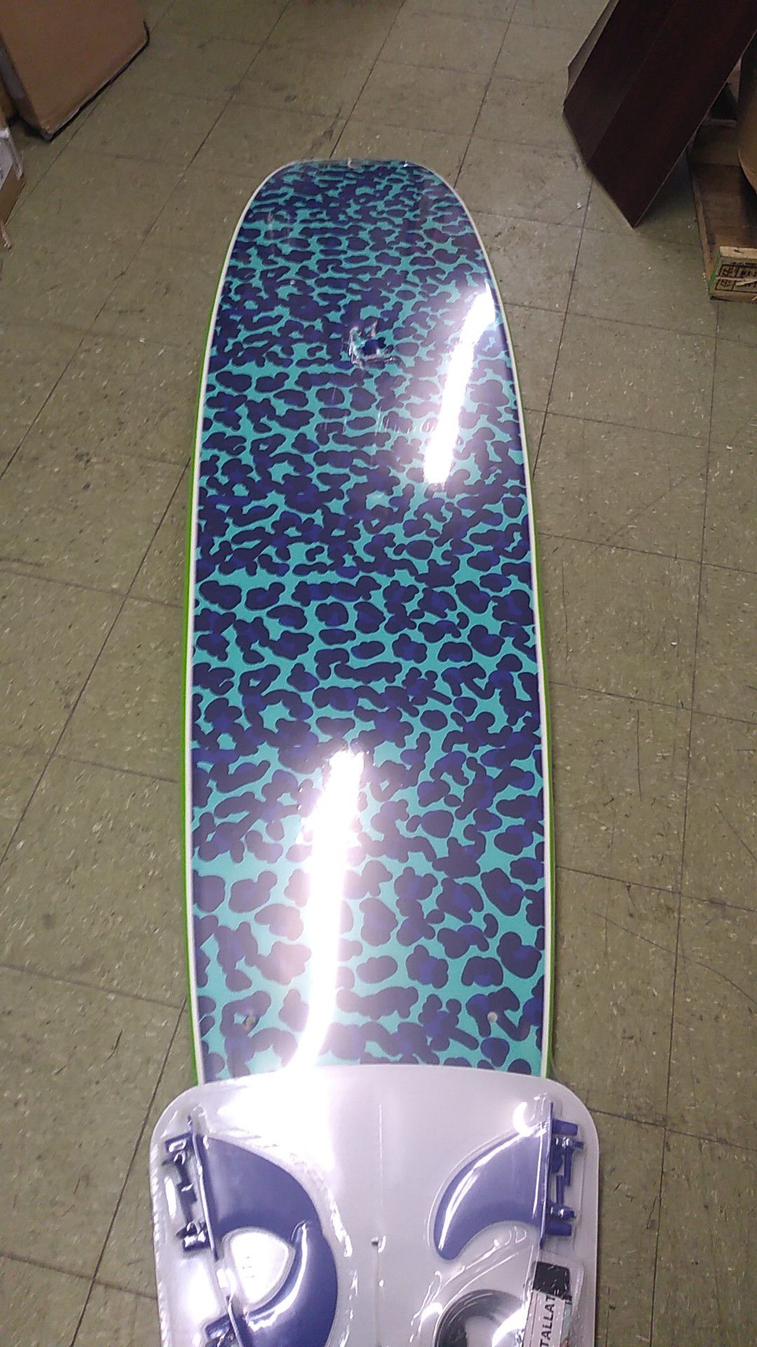 Bloo Tide 8' Blue & Green Soft Top Surfboard, Fins & Leash Included