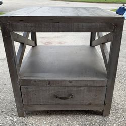 Rustic Wood Accent Table with Storage Drawer