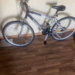 21 speed Schwinn hybrid trailway aluminum bike. Very light and has front fork suspension for a variety of terrain good tires and everything works . 