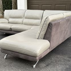 Sectional Couch/Sofa - Gray - Leather - Delivery Available 🚛