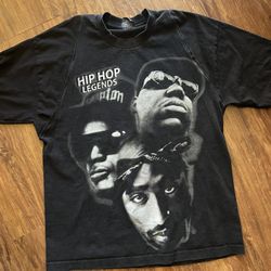 Vintage RAP T-Shirt Size L Tupac Easy E Notorious B.I.G. Hip Hop Legends Black