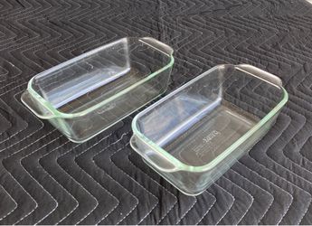 🔥 Vintage Set of 2 Pyrex 213-R Glass Baking Bread Loaf Pan Dish Bakeware 1.5Qt Made in USA