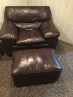 Leather Comfy Chair And Ottoman ,