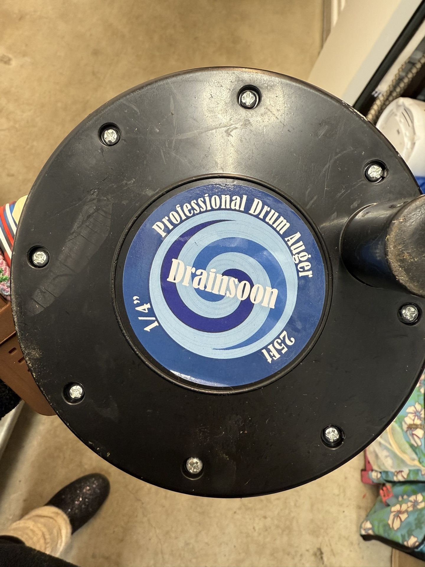 Drainsoon Professional Drum Auger, a tool used for clearing clogged drains