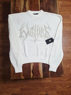 Darc Sport Men's "Orgin" Open-Knit Crew Neck Pullover Sweater In Cream. Size M.