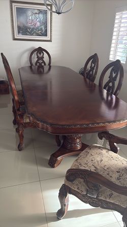 Formal Wood Dining Table with 6 Chairs