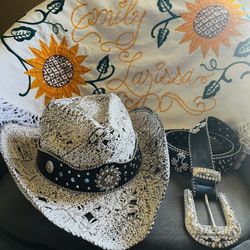 Cowgirl Hat With  Cross Belt 