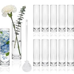 7.48 inch Tall Vases for Flowers,12PCS Glass Cylinder Vase, Single Rose Bud Vase for Event Decor,Bud Vases in Bulk for Wedding Centerpieces,Home Aesth