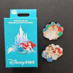 Disney The Little Mermaid Mystery Pin Set of 2 Ariel w/Triton & Ariel w/Aquata