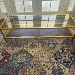 Maison Jansen (style) Gilt Finished Smoked Glass Cane Coffee Table